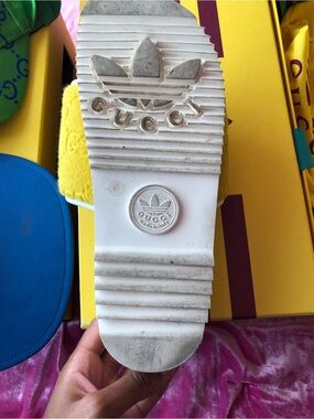 Gucci x Adidas-Inspired White Platform Slide Sandals